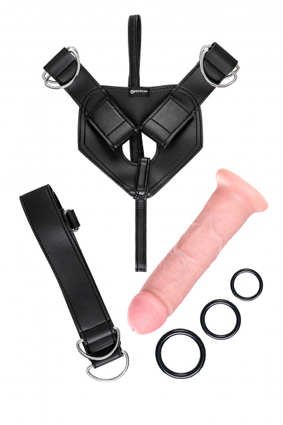 Страпон Пайпдрим Кинг Кок Страп он Харнесс виз 8" Кок - Флеш (Pipedream King Cock Strap on Harness with 8" Cock - Flesh) (арт. 562321)